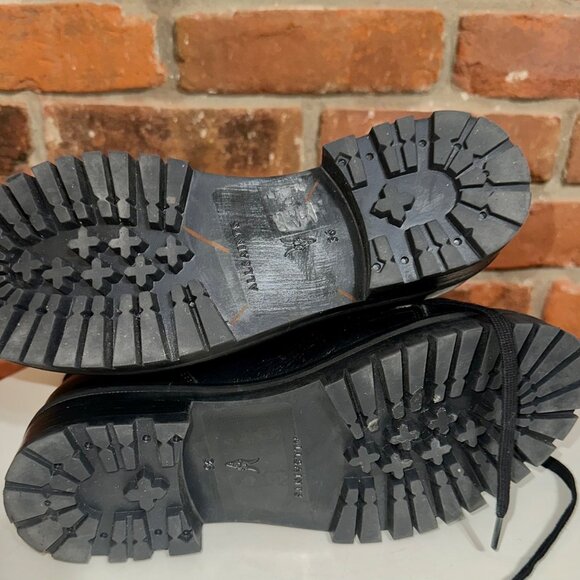 All Saints Franka Black Leather Combat Boots Size 5 - Picture 4 of 10